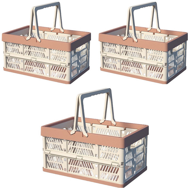 하루온 접이식 피크닉 장바구니 소형(30.5 x 20.5 x 16.5 cm), 핑크, 3개