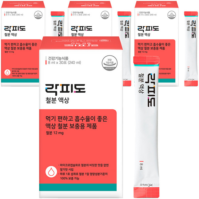 락피도 정품 철분 액상 30포, 240ml, 4개