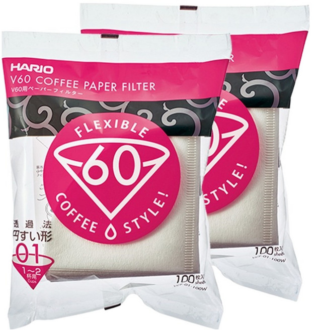 하리오 종이필터 여과지 화이트 VCF-02-100W, 100개입, 2개