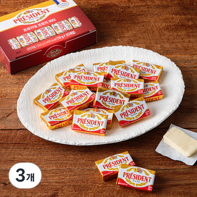프레지덩 미니 버터, 200g, 3개