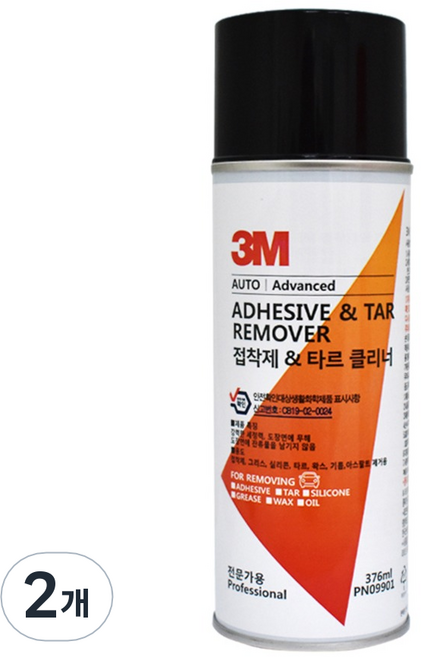 쓰리엠 접착제 타르 클리너 제거제 PN09901, 2개, 376ml