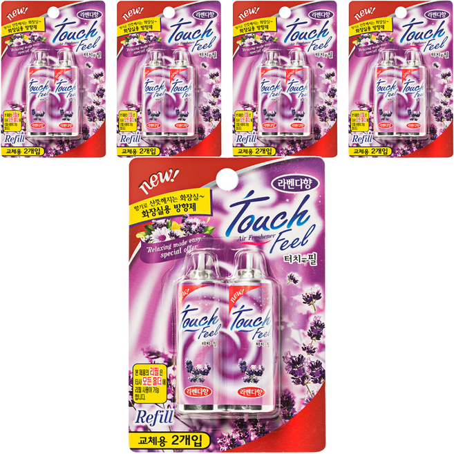 터치필 화장실용 방향제 리필, 26ml, 5세트, 라벤다향