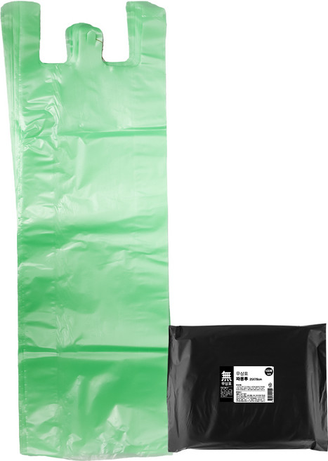 무상표 길쭉한 파봉투 25X78cm 녹색 100매, 15L, 1개