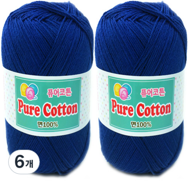 행복뜨기 퓨어코튼 뜨개실, 168 베이비파랑, 6개