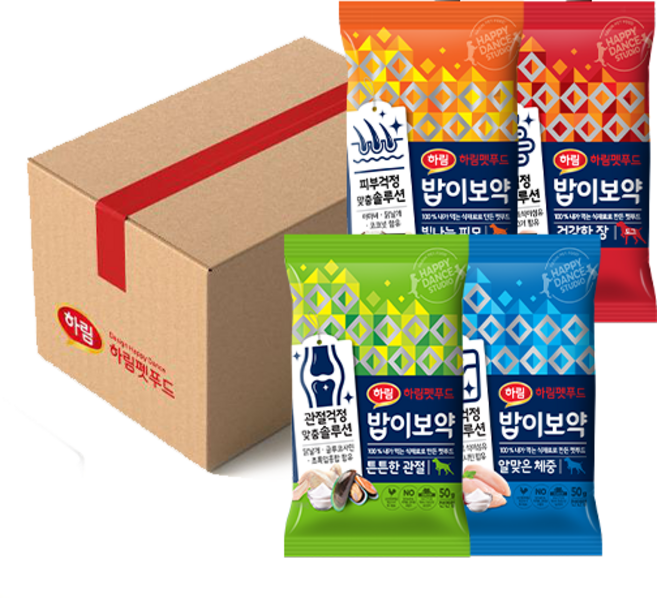 하림펫푸드밥이보약 강아지 기능성 사료 체험 샘플팩 4종 세트, 1세트, 피부, 장, 관절, 체중
