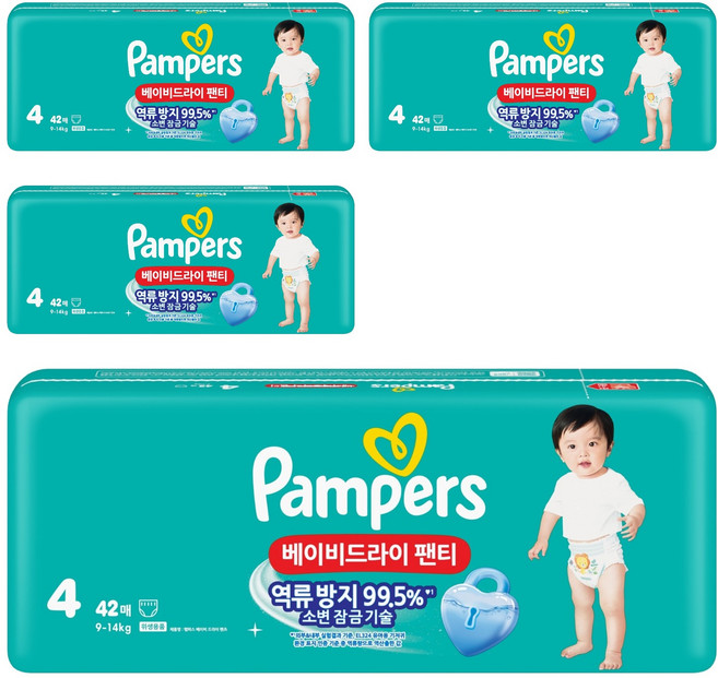 팸퍼스 2025 베이비드라이 팬티형 기저귀 남녀공용, 4단계, 168매