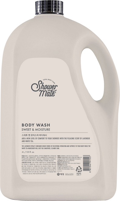 샤워메이트 스위트 앤 모이스처 바디워시 라벤더 화이트티향, 4L, 1개