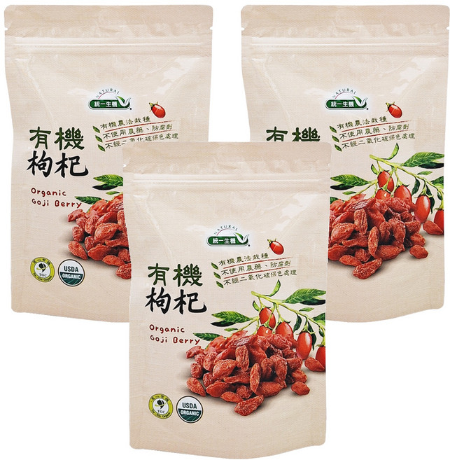 統一生機 有機枸杞袋裝, 150g, 3包