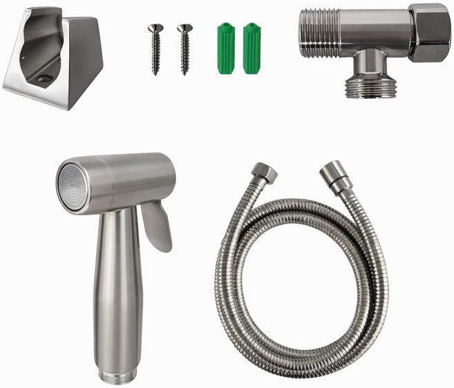 LEADER 麗達 多用途不鏽鋼強力清潔沖洗全配組 搭304掛座 ND103-15 1.5m 530g, 銀色, 1組