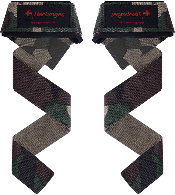 하빈져 패디드 코튼 리프팅 헬스 스트랩, 카모, 1세트