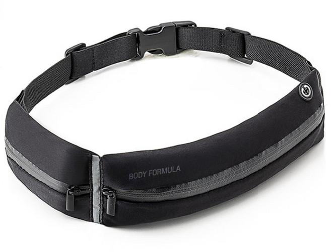 바디공식 2포켓 초경량 러닝벨트, 블랙
