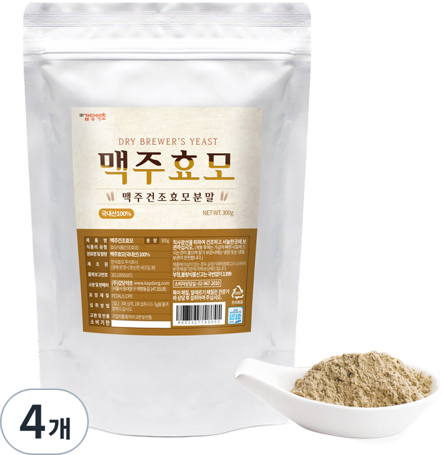 갑당약초 국내산 맥주건조효모 분말, 4개, 300g