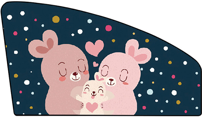 WE CHAMP 汽車前排正駕加厚款遮陽簾 WTB-094, 兔子家族 粉紅色, 1個