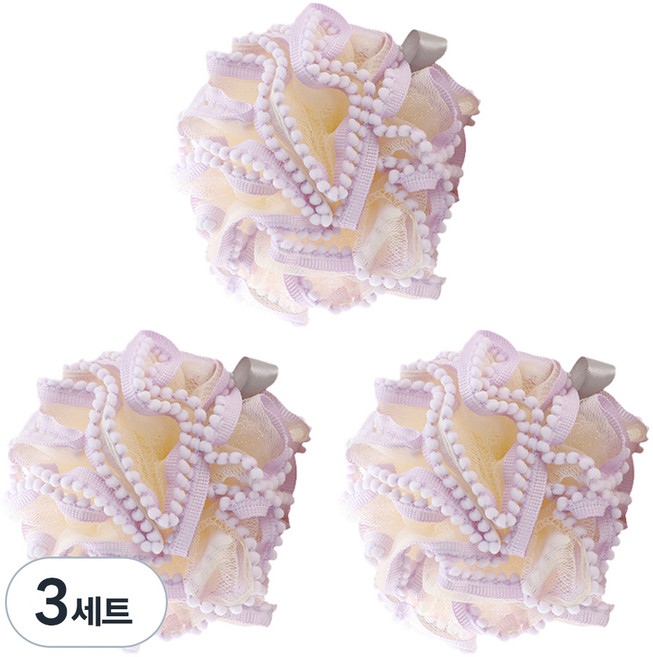 레이스 버블 샤워볼, 퍼플, 3세트, 3개입