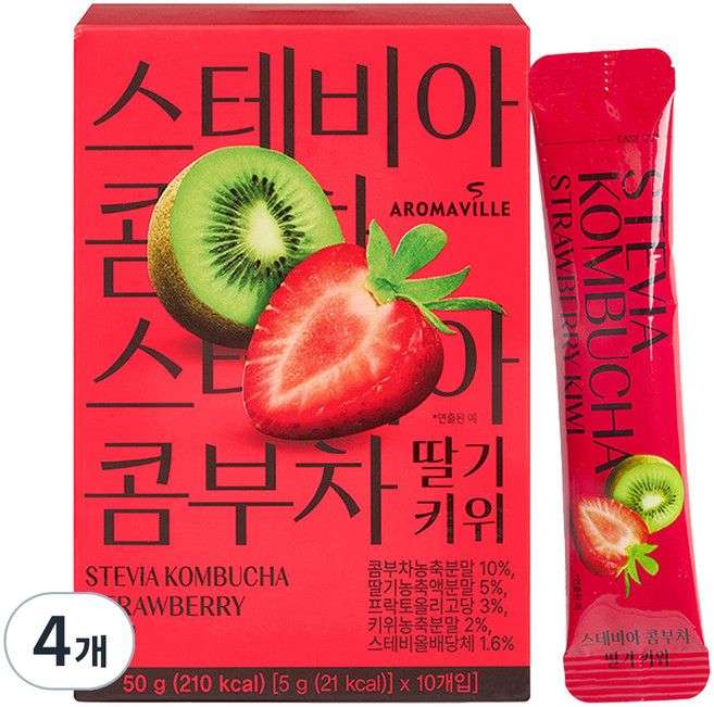 아로마빌 스테비아 콤부차 딸기 키위, 5g, 4개, 10개입