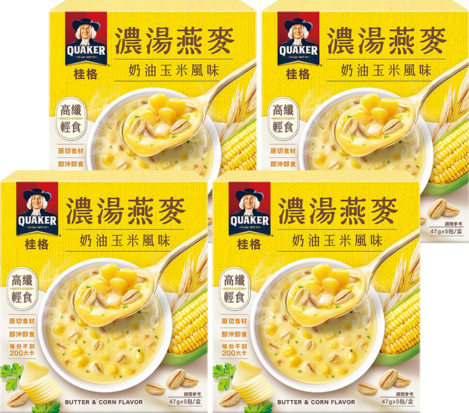 QUAKER 桂格 濃湯燕麥 奶油玉米風味 5包, 235g, 4盒