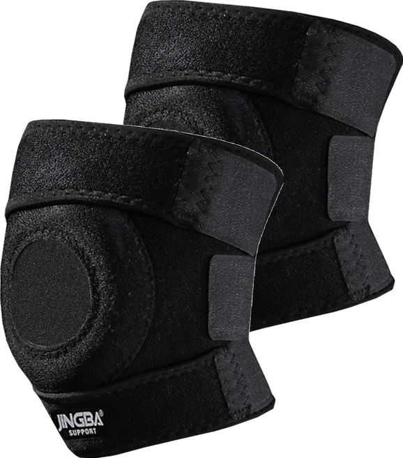 JINGBA SUPPORT 半月型加壓透氣運動護膝 尺寸: 62x15cm, 黑色, 2個
