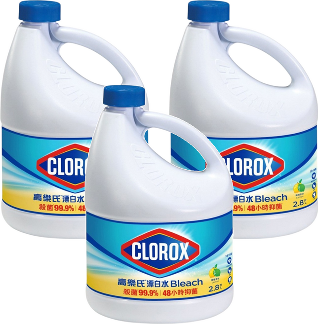 CLOROX 高樂氏 漂白水 檸檬香, 2.8L, 3桶