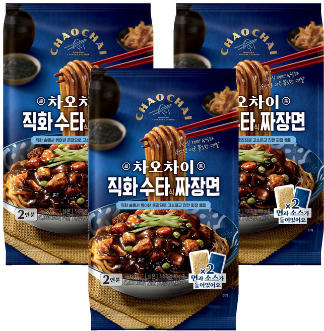 차오차이 직화 수타식 짜장면 720g 2인분, 3개