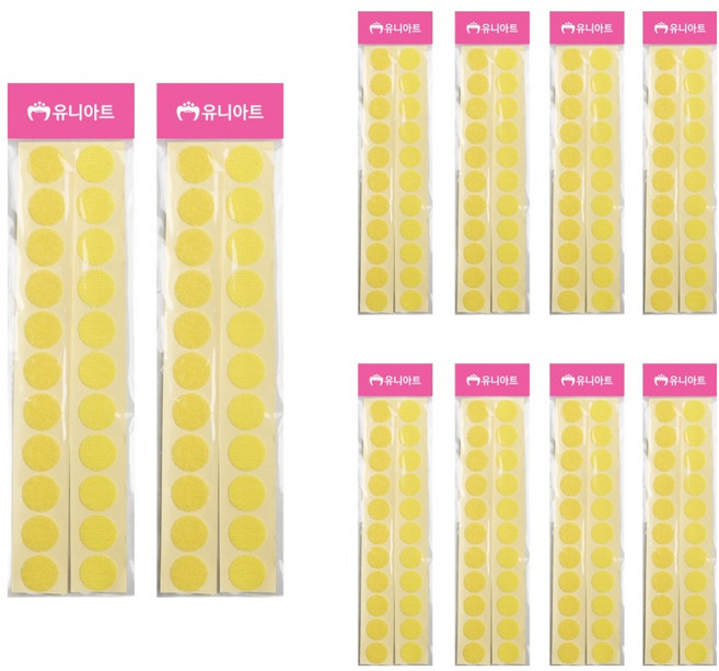 유니아트 원형찍찍이 20mm 연노랑, 10개