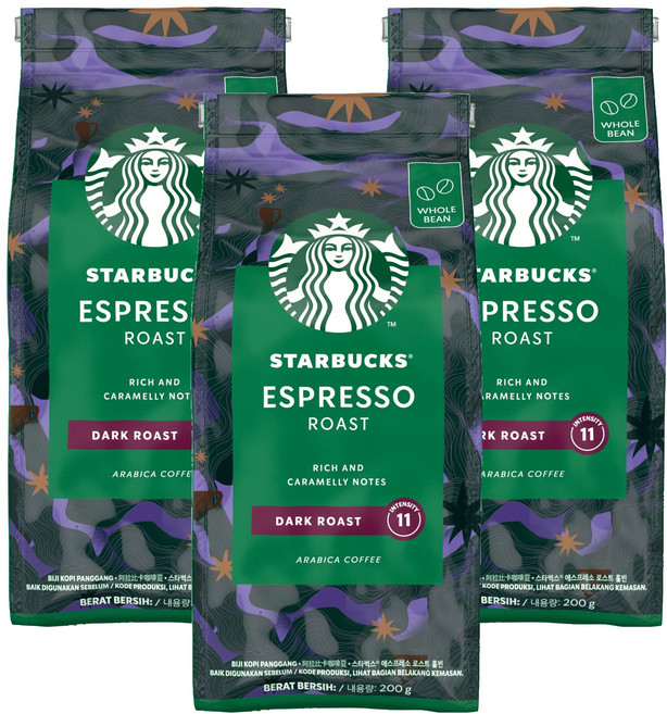 스타벅스 에스프레소 로스트 홀빈 원두, 홀빈(분쇄안함), 200g, 3개