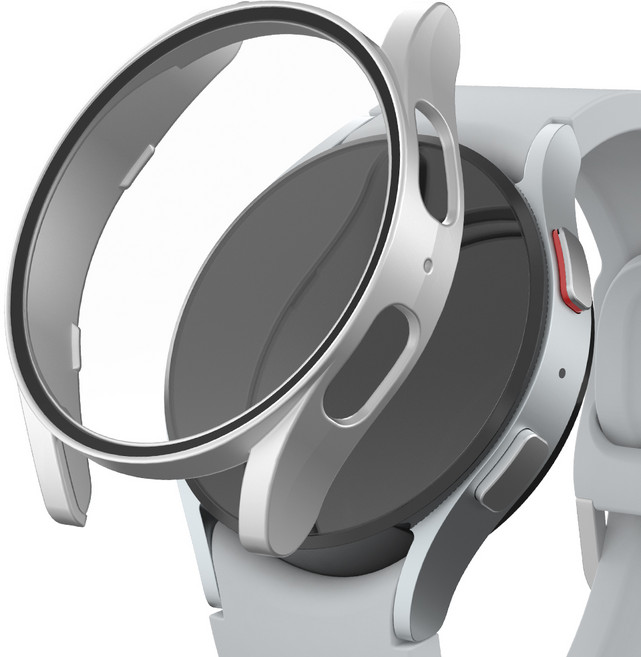 신지모루 풀커버 일체형 SF코팅 강화유리 액정보호 케이스, 실버, 1개