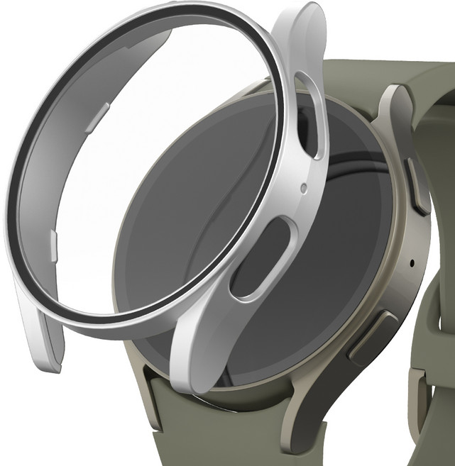 신지모루 풀커버 일체형 SF코팅 강화유리 액정보호 케이스, 실버, 1개