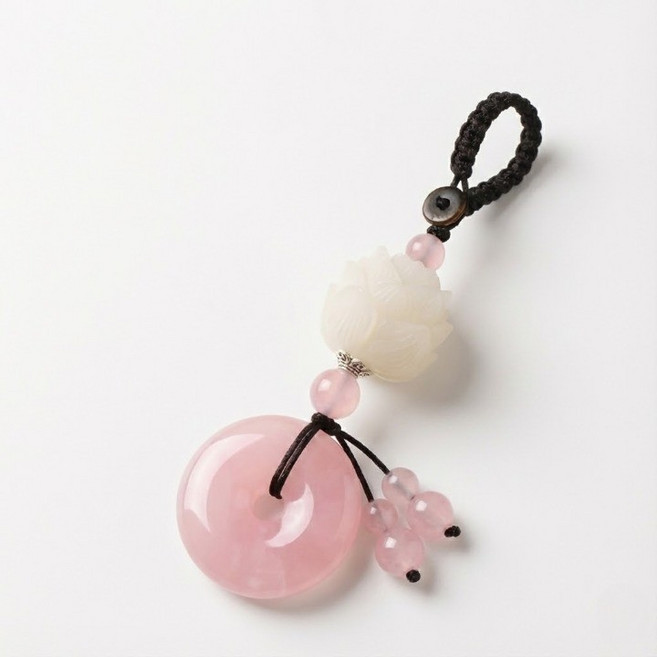 글로어스 돈들어오는 부적 연꽃 키링, 핑크, 1개