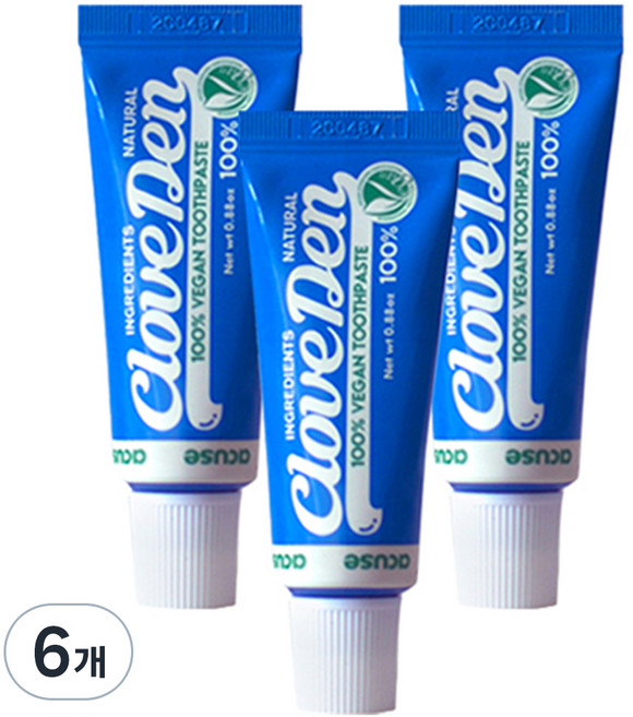 클로브덴 오리지널 미니어쳐 비건 치약, 25g, 6개