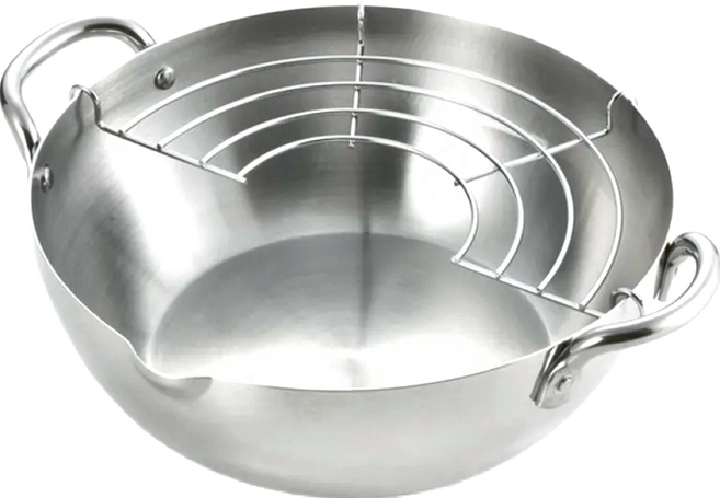 YOSHIKAWA 吉川 鄉技 不鏽鋼油炸鍋含濾網 20cm 日本製, 1組