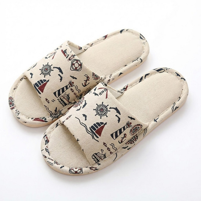 위더스욕실용품 캣츠하우스 층간소음 쿠션 린넨 실내화 거실화, 마린, 1개