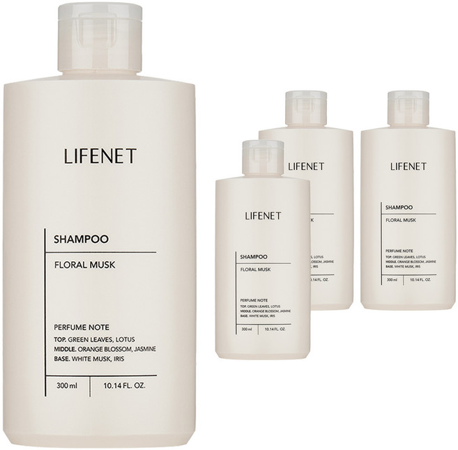 라이프넷 샴푸 플로럴 머스크향, 300ml, 4개