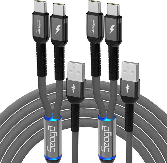 서가 메탈 C타입 2in1 멀티 고속충전 케이블, 다크그레이, 2개, 2m