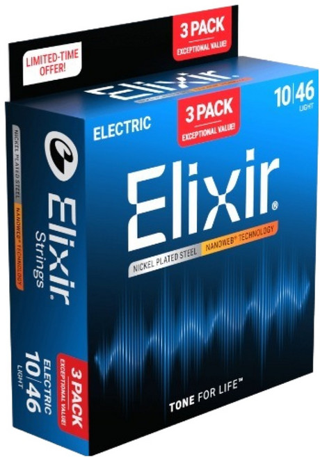 엘릭서 일렉트릭 니켈 나노웹 라이트 3팩, 16567, 1세트