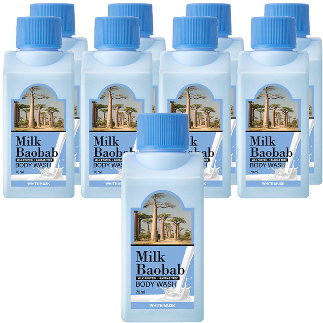 밀크바오밥 여행용 바디워시 화이트머스크, 70ml, 9개