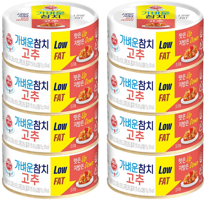 오뚜기 가벼운 참치 고추, 100g, 8개