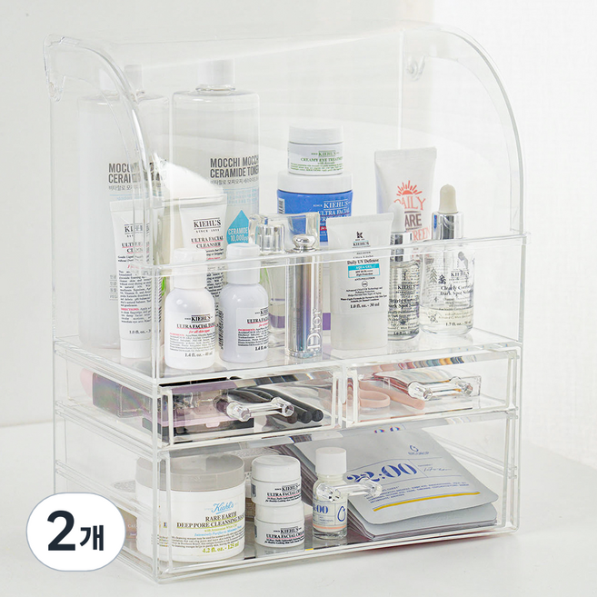 코멧 모던 화장품 정리함 커버형, 2개, 투명색