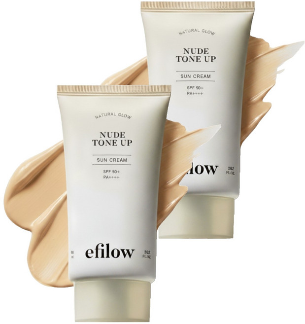 에필로우 내추럴 글로우 누드 톤업 선크림 SPF50+ PA++++, 2개, 60ml
