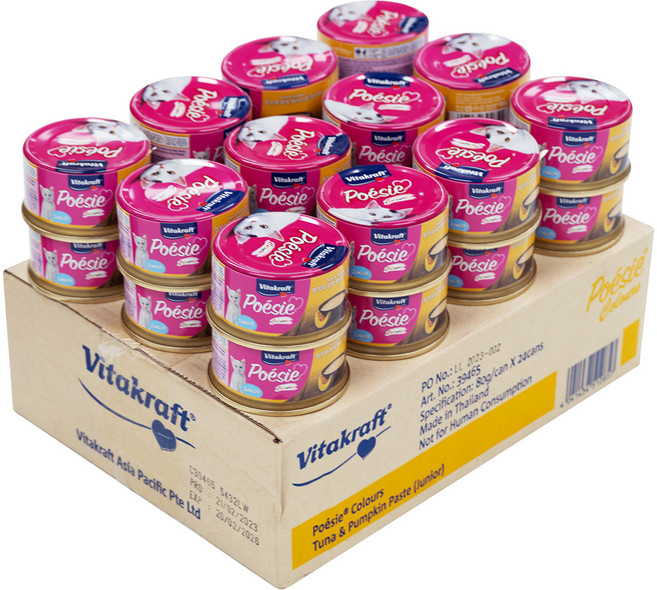 비타크래프트 주니어 고양이 포씨 컬러스 캔 습식사료, 혼합맛(참치/호박페이스트), 80g, 24개