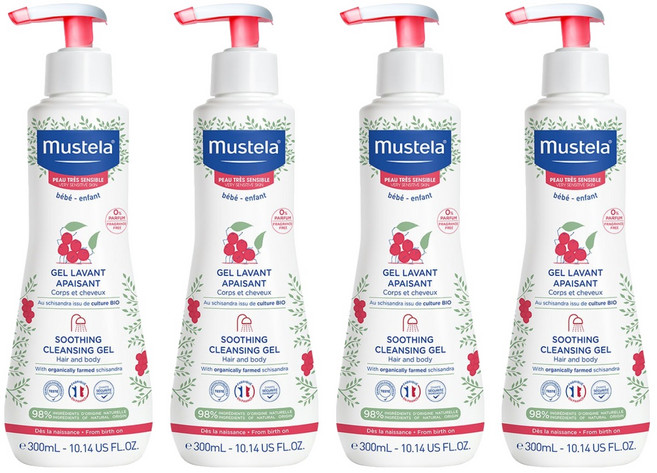 무스텔라 유아용 수딩 클렌징 젤, 4개, 300ml