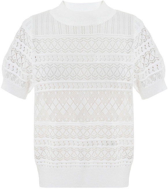 에이비플러스 여성용 스카시 패턴 반팔 니트 LSY2MW37