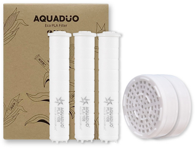 아쿠아듀오 PLA 생분해 샤워기필터 + ACF 헤드필터 세트, 1개