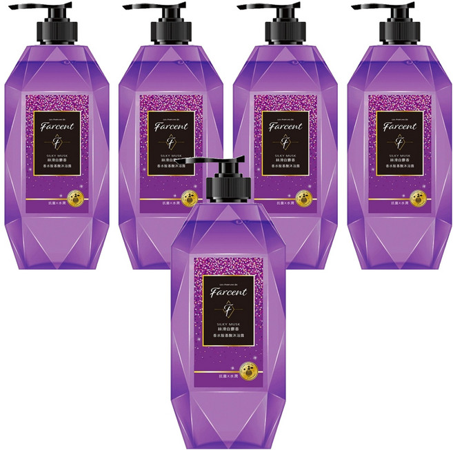 farcent 花仙子 香水胺基酸沐浴露, 絲滑白麝香, 780g, 5瓶