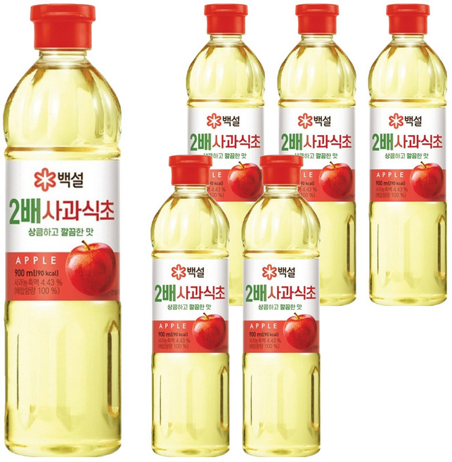 백설 2배 사과식초, 900ml, 6개