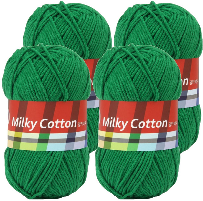 브랜드얀 밀키코튼 레드라벨 면혼방 뜨개실, 56번 녹색, 4개