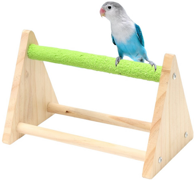 레몽크리프 앵무새 훈련 스탠드 원목 탁상용 횃대, 내추럴, 1개