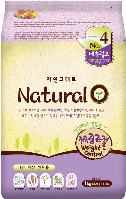 네츄럴오 고양이 기능성 사료, 다이어트(체중유지), 1kg, 1개