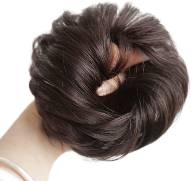 홈지 올림머리 볼륨 고무줄 머리끈 부분가발, 블랙브라운, 1개