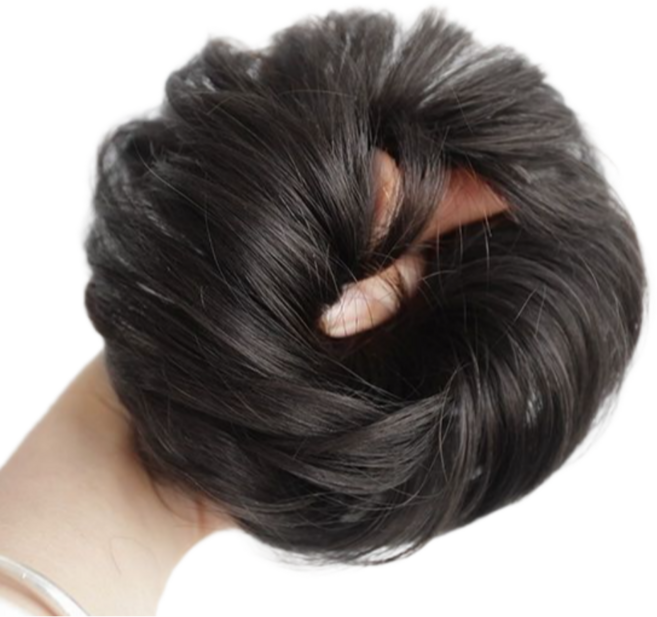 홈지 올림머리 볼륨 고무줄 머리끈 부분가발, 블랙, 1개