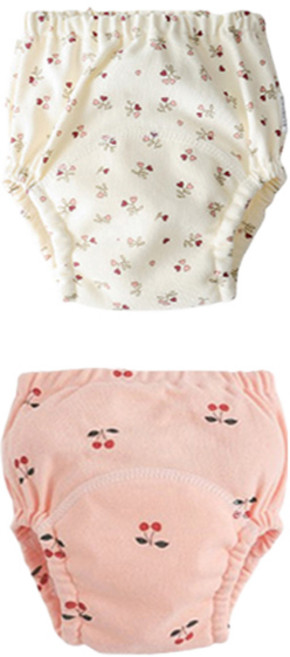 엠케이 여아용 크림패턴 배변훈련팬티 2종 세트, 랜덤발송